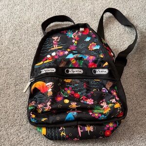 LeSportsac Black Backpack with Colorful Print